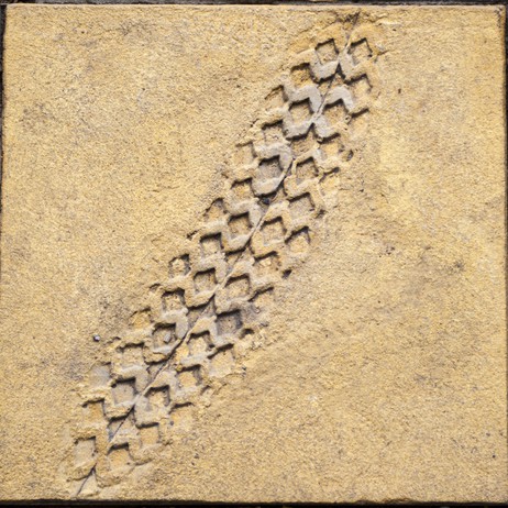 Kirstie Chalker, Traces of Traffic, cement and ochre tiles